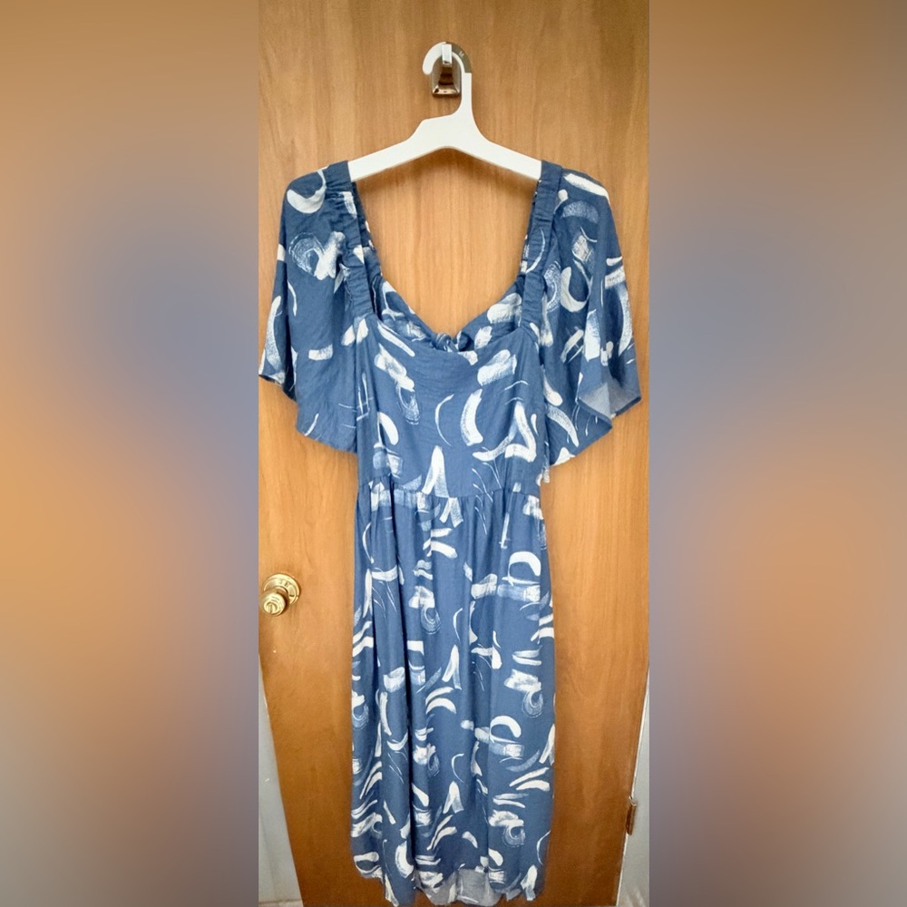 A New Day Navy and White Patterned Dress